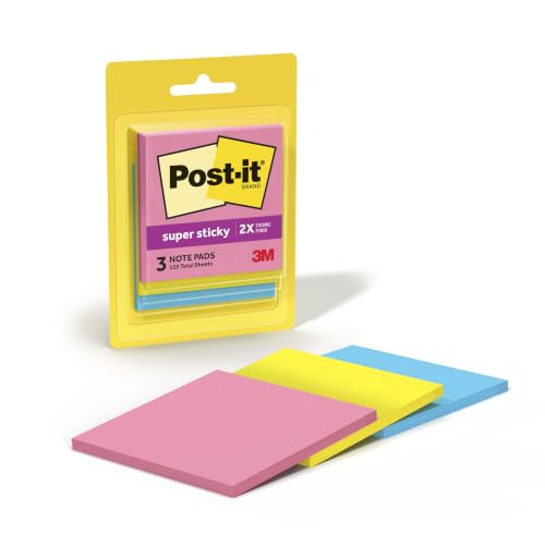 Post-it Super Sticky Notes, 3 x 3 in, Neon...