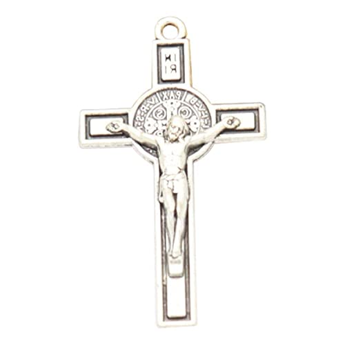 SELiLe Metal Christian Cross Jésus Pendant Catholic Charm Ornement Religieux pour Le Chapelet DIY Rosaire Car Keychain Decoration Rosaire Collier Pendants Cover