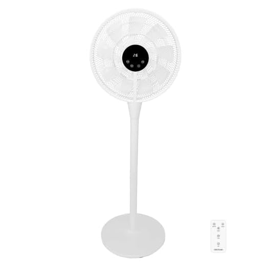 Cecotec Ventilador de Pie con Mando a Distancia Energysilence 1000 Smart Control. 25W, Motor DC, Diámetro de 16", 9 Aspas, Temporizador 12h, Control Táctil, 8 Velocidades, Oscilación de 70º