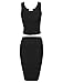 Tom's Ware Women Stylish Crop Top Midi Skirt Two-Piece Bodycon Midi Dress TWCWD110-BLACK-US M