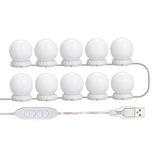 ERYUE Espelho de luz,Vaidade LEDs Kit de luzes de espelho com 10 lâmpadas ajustável 10 brilho e 3 mo