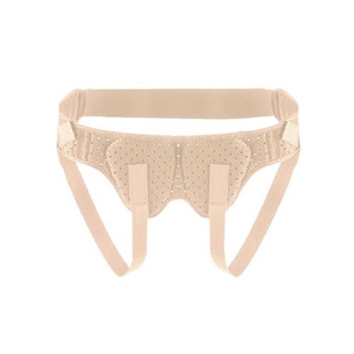 男女兼用ヘルニアベルト、医療用脱腸ベルト、調節可能な脱腸帯、取り外し可能な2つの圧縮パッド付き、片側/両側スポーツヘルニア用(Beige,Medium)