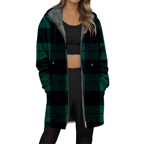 Veste Noël mi-longue polaire zippée vêtement chaud automne-hiver pour femme
