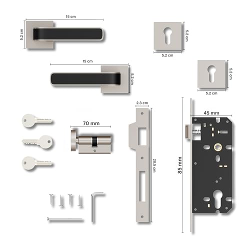 Image of GLOXY ZInc Mortise Door Locks for Main Door Lock for Bedroom Door Lock Handle Set with 3 Brass Key for Home,Office,Hotel | Satin & Black Finish (2 Years Warranty, Pack of 1)
