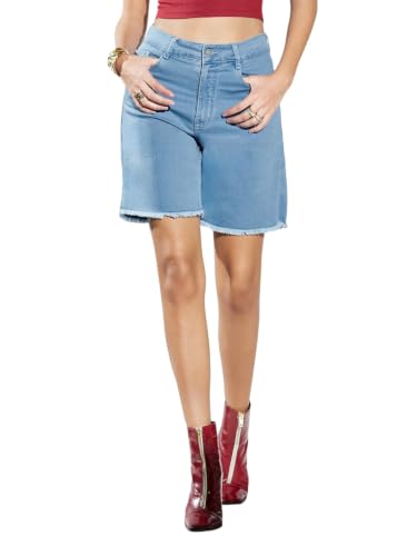 Image of Miss Chase Women's White Regular High Rise Clean Look Regular Stretchable Denim Shorts