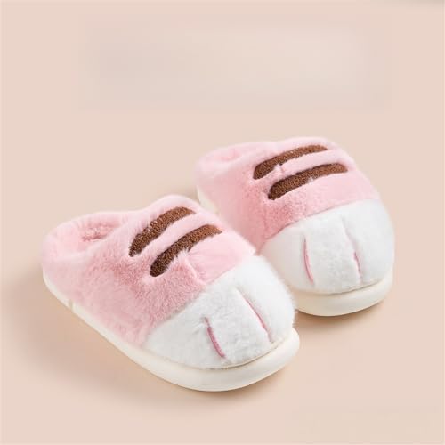 Image of Cat Paw Slippers - Unisex Adults & Kids - Beige - Slip-On - Plush & Memory Sponge Interior - Anti-Slip EVA Sole - Washable - Home Slippers