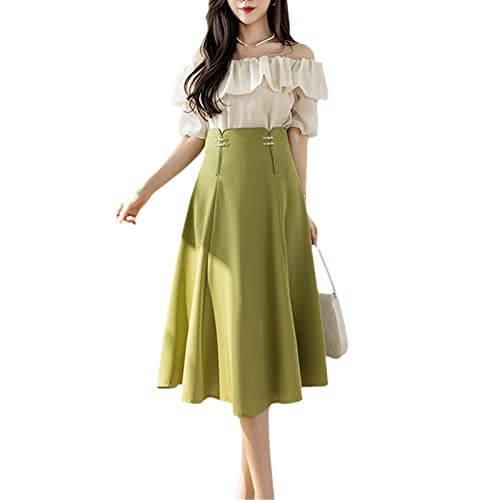Robe d'été taille haute fluide masquant les imperfections style uni