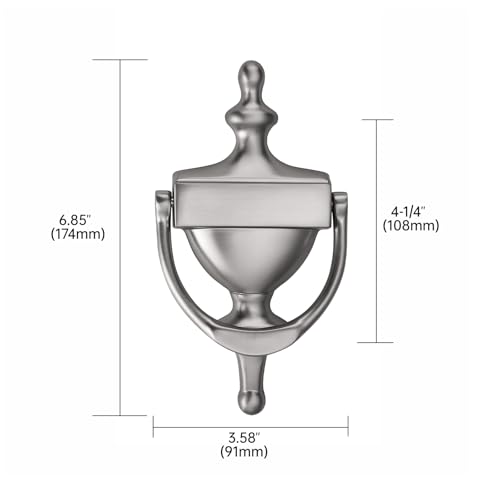 khtumeware Solid Brass Door Knocker, Victorian Rope Type, 7”,Brushed Satin Nickel, 1 Pack
