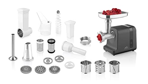 ETA Picadora de carne Besto I 5-en-1 procesador de alimentos I 2500 W I 5 Acero inoxidable - insertos I lubrico salchicha I fruta I verduras I exprimidores de bayas y exprimidores