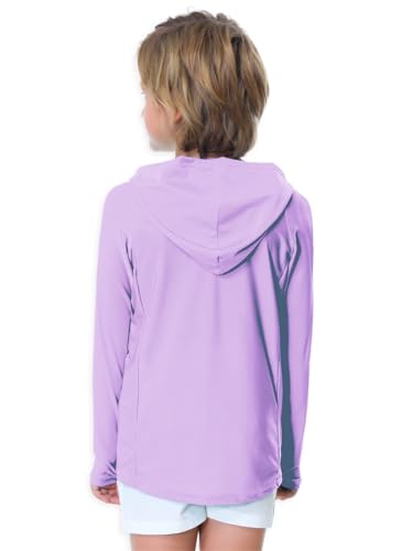 Image of AOBUTE Unisex Kids Long Sleeve Hoodie Rash Guard Boys UPF 50+ Swim Top with Thumb Hole 3-12 Years