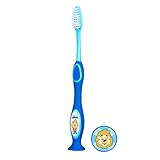 Con ventosa de sujeción Chicco - Cepillo dental con cerdas extra finas para niños de 3 - 6 años, Colores Surtidos (Azul o Verde)