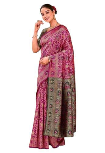 Image of Yashika Women's Banarsi Silk Saree with Blouse Piece for Traditional Ethnic Wear Sari