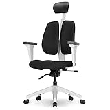 【DUOREST Gold Plus】 Upgraded Model: Ergonomic Office Chair, Office Chair for Bad Back, Posture Chair, Comfortable Office Chair, Home Office Chair, Leather Desk Chair (White - Black Leather)