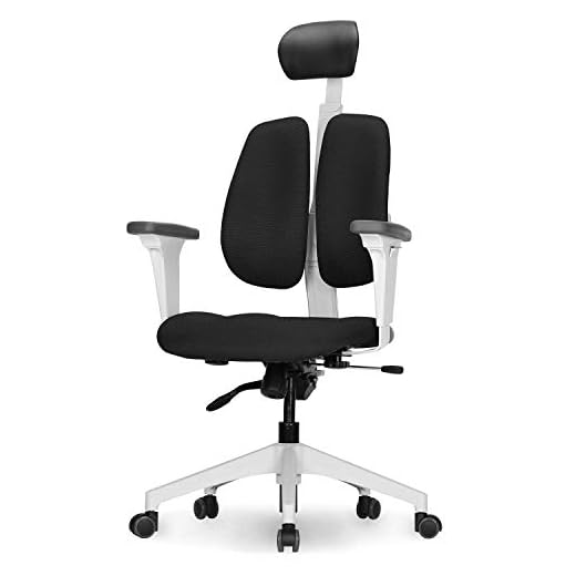 【DUOREST Gold Plus】 Upgraded Model: Ergonomic Office Chair, Office Chair for Bad Back, Posture Chair, Comfortable Office Chair, Home Office Chair, Leather Desk Chair (White - Black Leather)