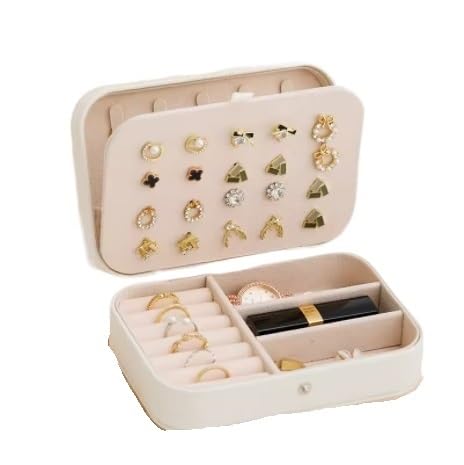 YUSUZH Portable Jewelry Storage Box Travel Organizer Case Leather Earrings Necklace Ring Display for Rings, Earrings