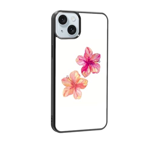 Summer Beach Phone Case Shockproof Protective Hibiscus Cute Phone Cases for iPhone 15 Plus