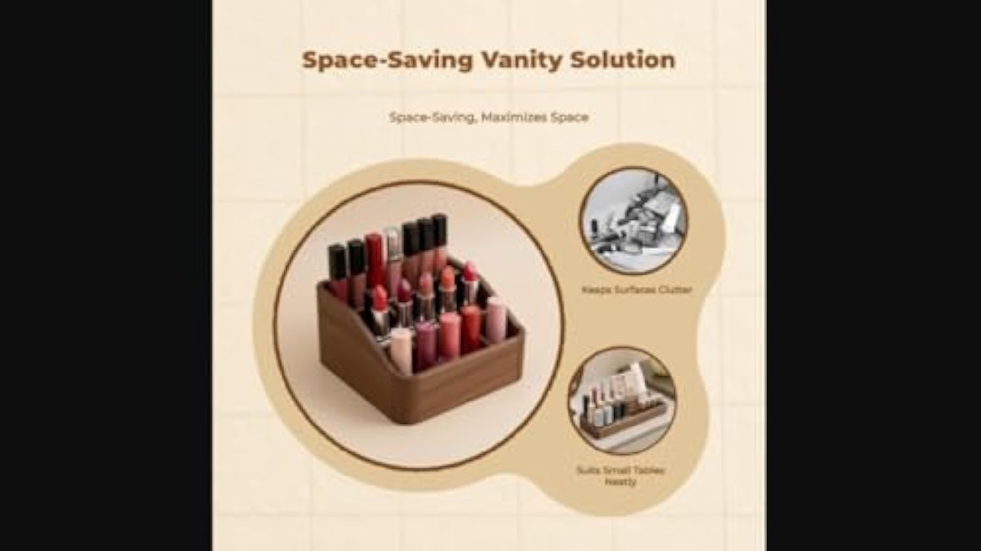 Walnut Lipstick Organizer, Makeup Storage Box