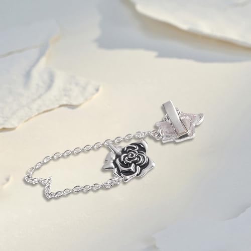 Image of Vintage Metal Rose Bee Lapel Pin for Men Collar Pins Gold Plated Silver Plated Flower With Hanging Chain Lapel Pins for Men's Suit Accessories Brooch Pin Fashion Jewelry for Men Women