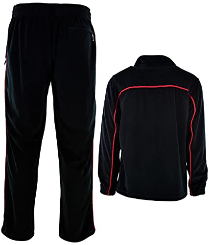 Choiceapparel Mens Velour Tracksuit With Zippered Pockets (204-Black/Red, X-Large) #TOP4