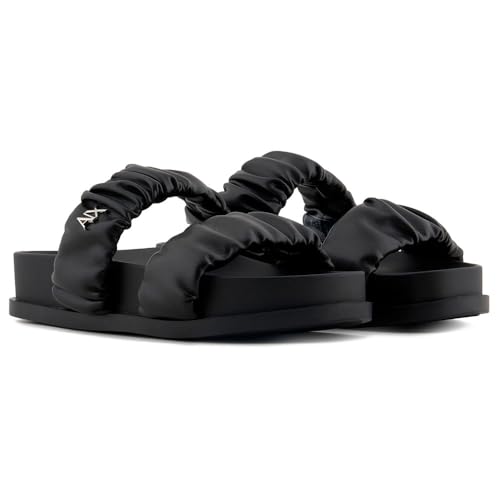 Armani Exchange womens Padded Sandal With Ruched Thick Straps Over the Foot