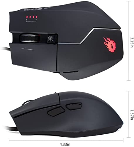 Velocifire V9 Rgb Gaming Mouse, 9800 Optical Sensor 4 Adjustable Dpi With 16.8 Million Color Backlit 8 Programmable Buttons Tunable Weights - Black #TOP5