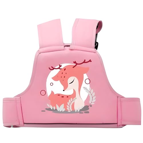 PAX PARROT Kids Safety Belt for Two Wheeler, Bike, Activa & Scotty – Backpack Style with Reflective Straps, Breathable Net, Deer Design, Double-Stitched for Durability (Pink)