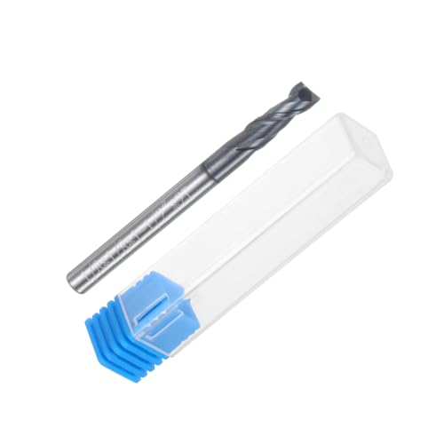 Image of uxcell Carbide Square End Mill, 1 /8 inch Diameter AlTiN BN Coated 2 Flutes Milling Bit Cutter, for Hardened Steel Cast Iron Alloy Metal, 1 /8 inch Shank 3 /8 inch Cut Length 1-1 /2 inch Long HRC50