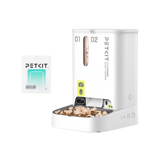 PETKIT Automatische Kattenvoerautomaat met Camera, 1080P HD, 5L Dubbele Trechter Automatische Voerbak voor Katten/Honden, AI-functie, Tweewegaudio,2.4G WiFi, APP-besturing, Roestvrijstalen Kom