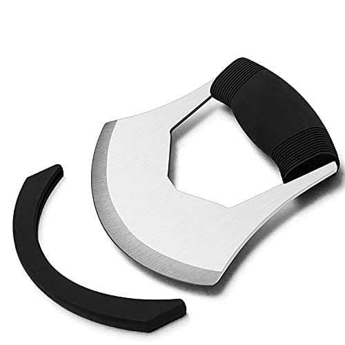 KAYCROWN Mezzaluna Knife Pizza Cutter Salad Chopper - Stainl...