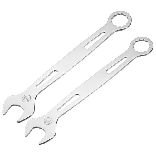 sourcing map 2Pcs Combination Wrench 16mm Metric Super Thin 12-Point Box and Open End Chrome Vanadium Steel Double Ended Spanner Tool for Automotive Furniture Machinery DIY Repair, Silver