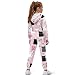 Coldinair Cute Cat Girls 2 Piece Tracksuit Jogging Outfits Set Pink Crop Tops Sweatshirt and Baggy Fall Fashion Sweatpant with Pockets Fall Clothing Sets for Kids