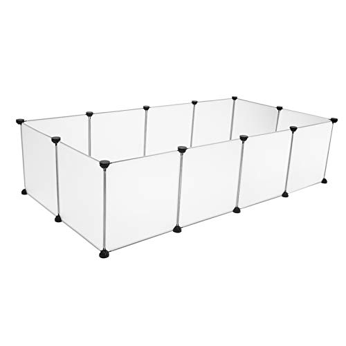Pet Playpen,Kennel Crate Fence Tent Portable Large Plastic Play Yard Fence for Small Animals, Puppy,12 Pcs White Panels