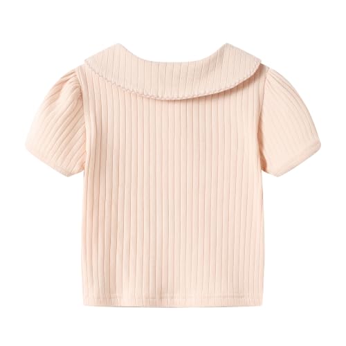 Image of Mud Kingdom Girls Peter Pan Collar T-Shirts Flower Top Short Sleeve Summer