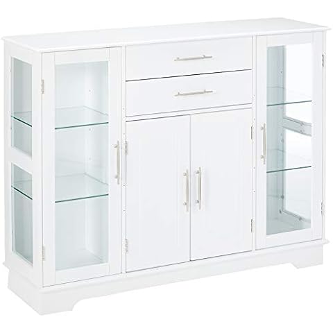 Armario de Cocina con Puertas de Cristal Blanco de Kings Brand Furniture Cover