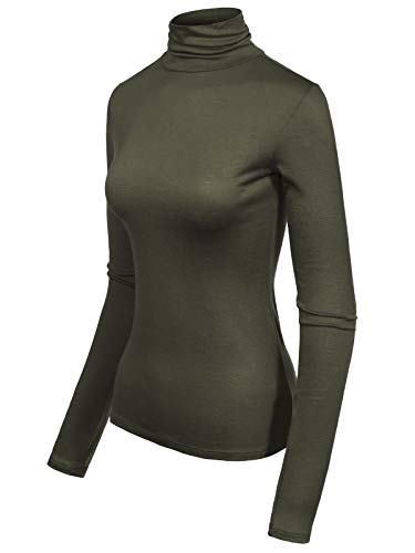 Image of MixMatchy Women's Slim Lightweight Long Sleeve Pullover Turtleneck Mock Shirts Base Layer Undershirts Active Tops