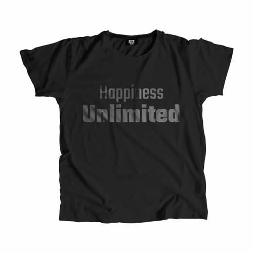 T-shirt noir Happiness Unlimited pour homme et unisexe en coton