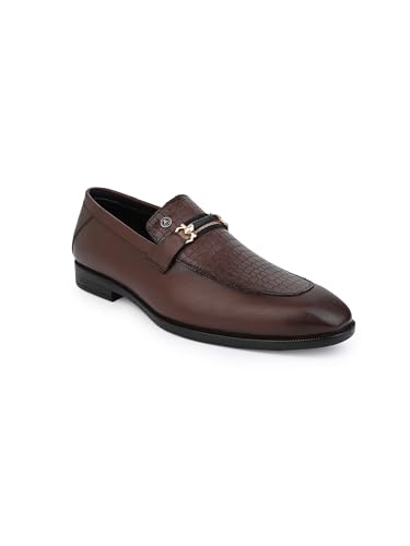 Image of ALBERTO TORRESI Genuine Leather Men's Calabria Brown Buckle Slip-ONS