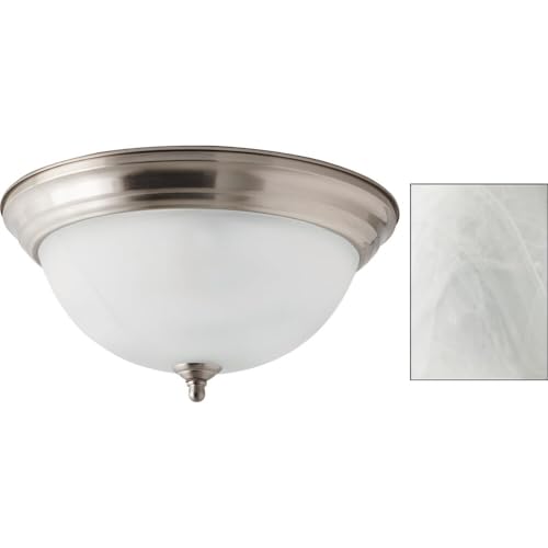 Canarm 2-Light Flush Mount, 13-Inch Brushed Nickel Finish with Alabaster Glass, Low-Profile Lighting for Bedroom, Hallway or Entryway by Canarm - Used condition - US$12.03
