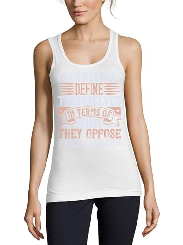 Camiseta sin mangas de algodón Atspauda con lema político en blanco para mujer