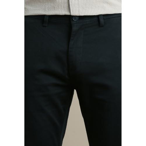 Image of Peter England Men's Super Slim Fit Stretchable Cotton Satin Casual Trousers | Office Sleek & Trendy Look