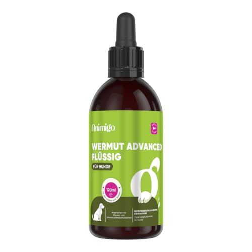 Vermifuge Animigo en Gouttes pour Chiens – Vermifuge Naturel pour Chien à l'Armoise & au Cumin Noir – Hygiène Intestinale & Confort Digestif – sans Ail, Toutes Races – 120ml