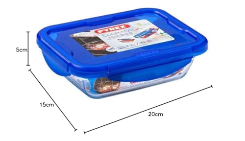 PYREX Cook & Go - Lot de 3 LunchBox Rectangulaires identiques - 0,8L - Verre Borosilicate - Compatible four, micro-ondes et lave-vaisselle - Made in France