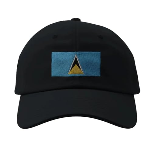 Casquette Drapeau de Sainte-Lucie Noir chapeau brodé réglable coton