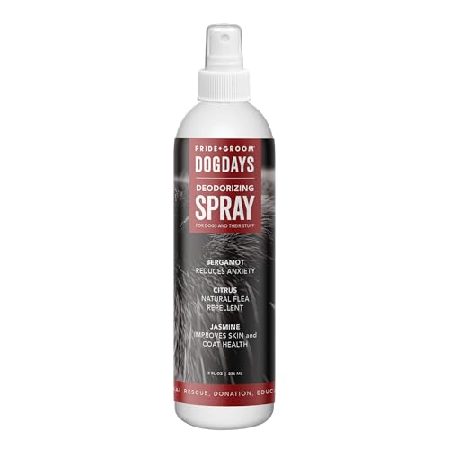 PRIDE AND GROOM DogDays Deodorizing Dog Spray | Long-Lasting Pet Odor Eliminator with Fresh &amp; Clean Scent | Hydrating Dog Cologne &amp; Coat Refresher – 8 fl oz