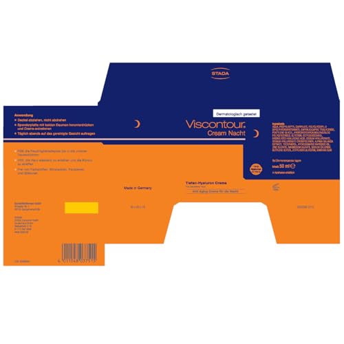 VISCONTOUR Cream Nacht - Nachtcreme mit Hyaluron - Intensive Pflege für trockene und sensible Haut - Anti-Aging-Hautpflege, 1 x 50 ml