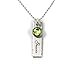 Single Edge-Hammered Personalized Charm Necklace. Customize a Sterling Silver Rectangular Pendant with Name of Your Choice. Choose a Swarovski Birthstones, and 925 Chain. Makes Gifts for Her