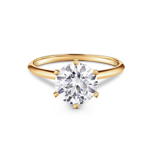 ISAAC WOLF Natural 14k Gold 3 Carats D VS1 Round Moissanite Rings For Womens