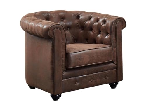 Venta-Unica - Sillón Chesterfield de Microfibra Envejecida