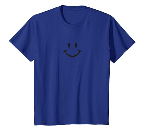 Image of Classic Smile Face Icon Retro Minimalist T-Shirt, Youth, Royal Blue, 3T