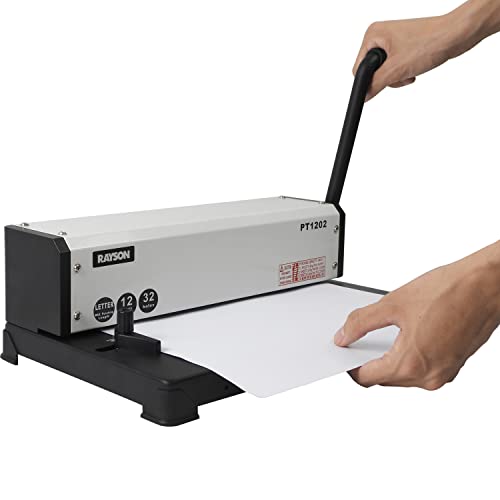 Rayson Pt1202 Binding Machine, 3:1 Pitch, 32-Holes, Punch 12 Sheets With Sturdy Metal Construction #TOP4